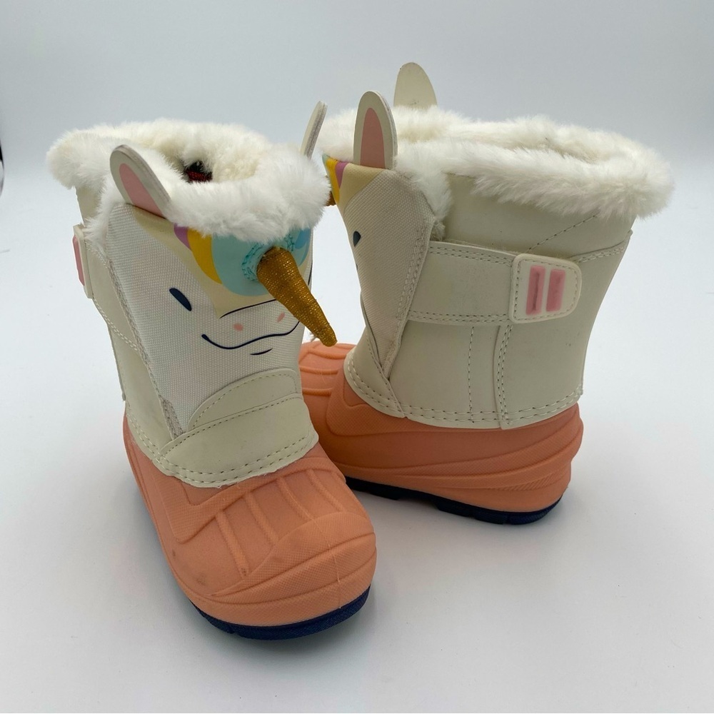 Cat & Jack Thermolite Unicorn Faux Fur Lined Little Girl Snow Boots Shoes Size 6
